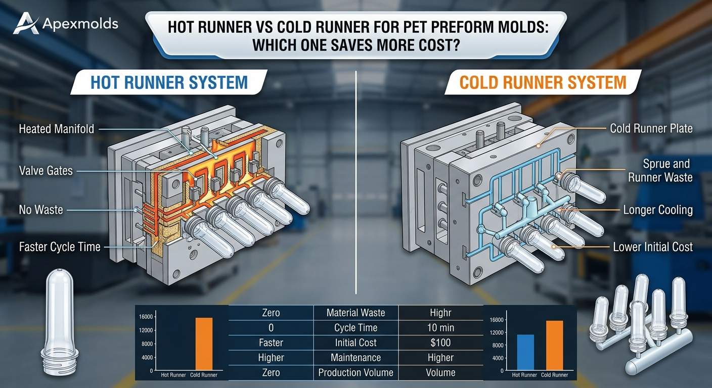 Hot Runner vs Cold Runner for PET Preform Molds: Which One Saves More Cost?