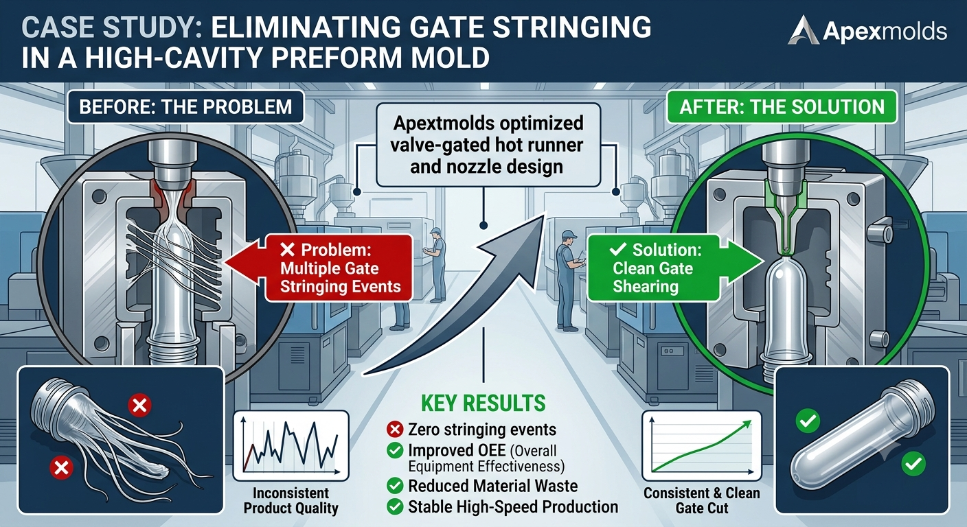 Case Study: Eliminating Gate Stringing in a High-Cavity Preform Mold