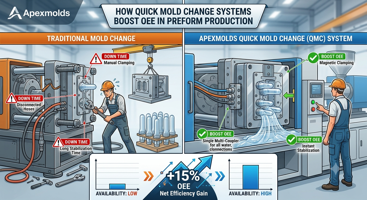 How Quick Mold Change Systems Boost OEE in Preform Production