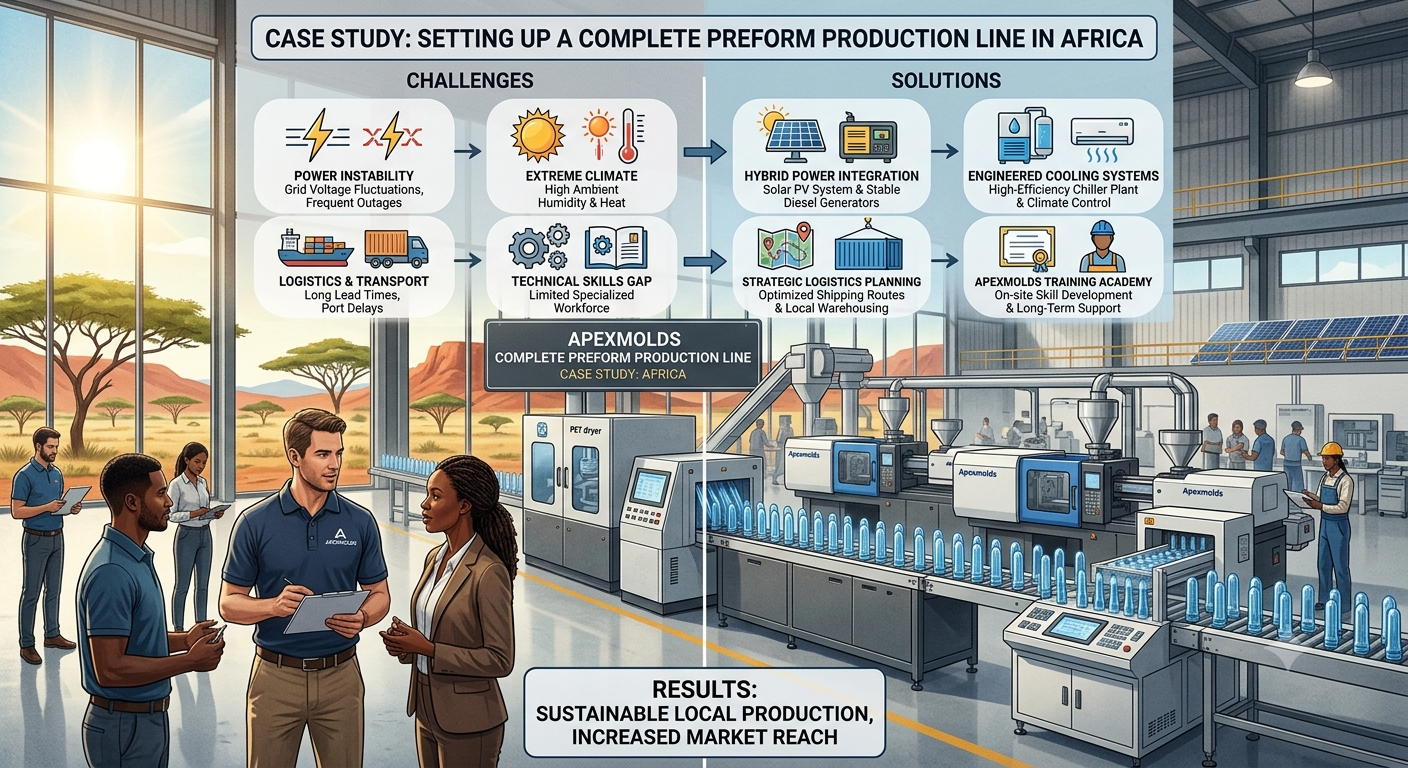 Case Study: Setting Up a Complete Preform Production Line in Africa——Challenges & Solutions