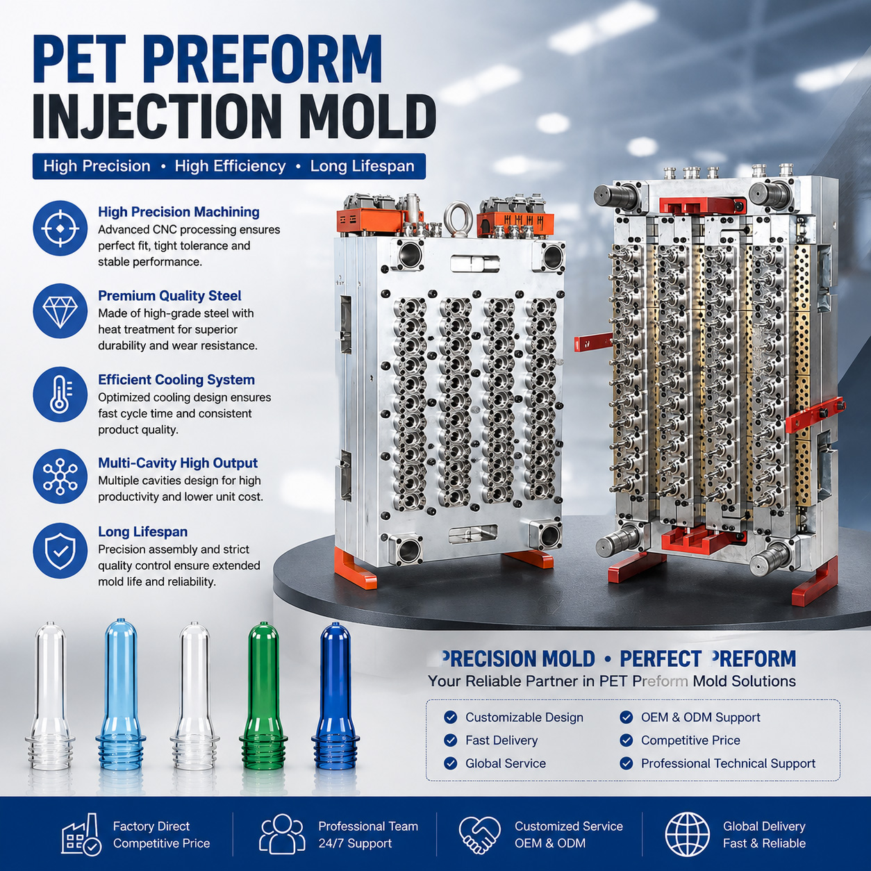 48 vs 72 vs 96 Cavity Preform Molds: Output, Cost Per Preform, and ROI Compared